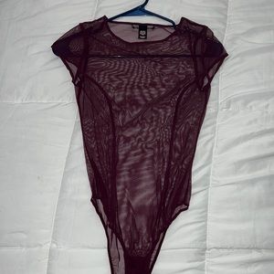 Victoria’s Secret maroon sheer bodysuit size XS 🥰